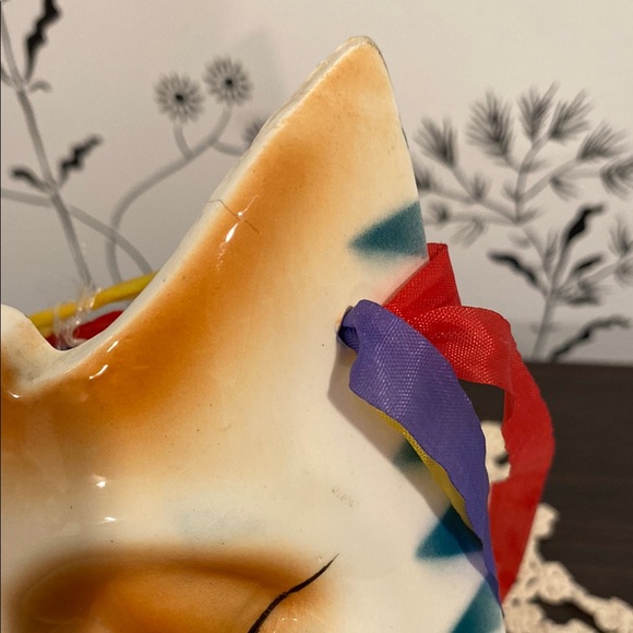 Colorful Ceramic Mask with Ribbon Accents - Picture 4 of 4